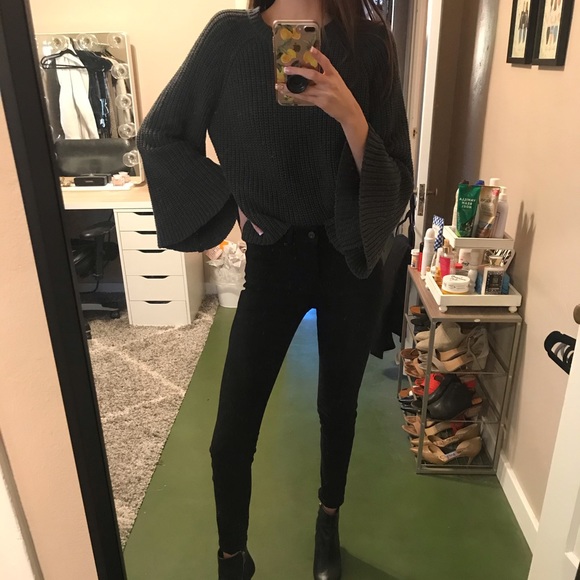 Green Sweater Bell Sleeve - Picture 1 of 7